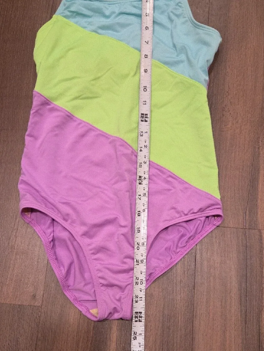 Lands' End Girls Colorblock One-Piece Swimsuit - Aqua, Lime & Lavender
